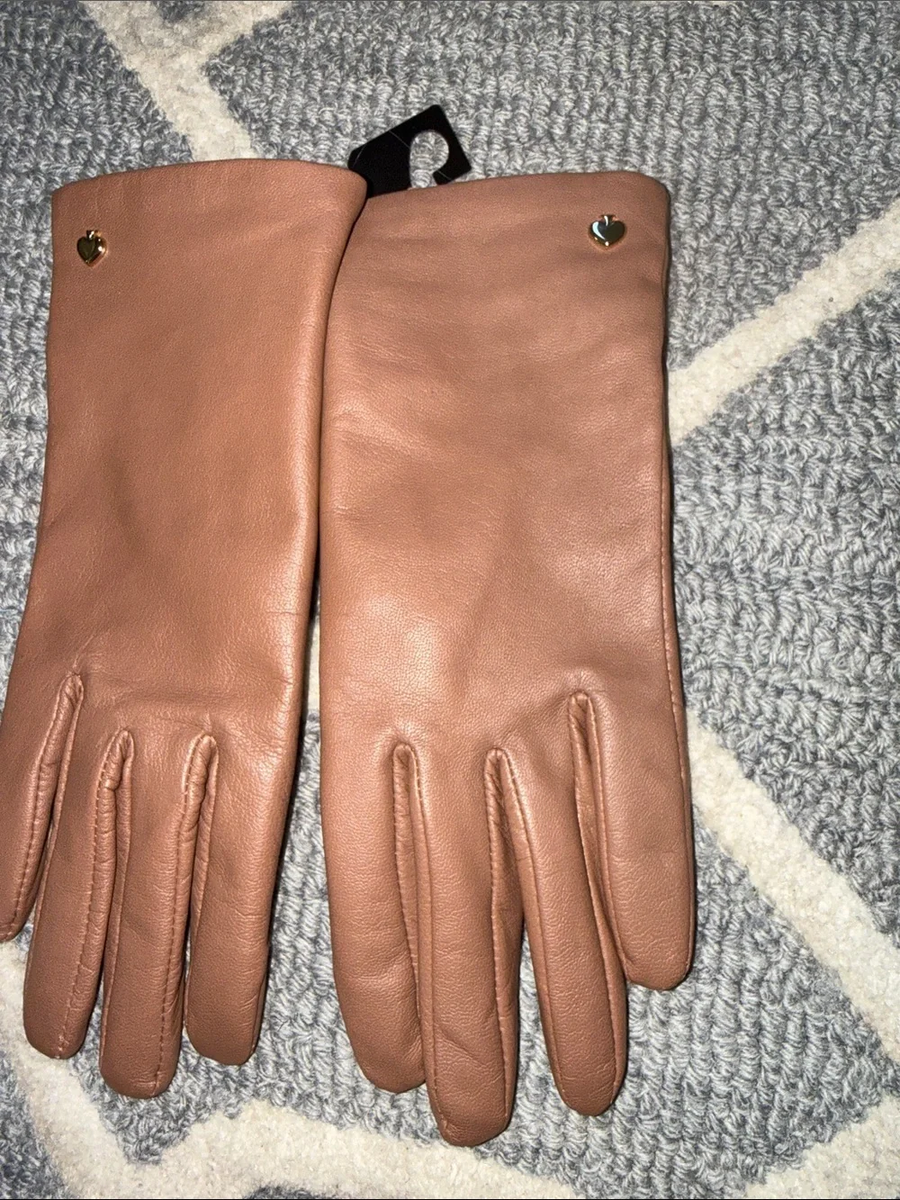 Kate Spade Cognac Goat Leather Touchscreen Gloves L NWT